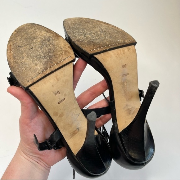 Alexander WANG Stella Black Textured Leather Sexy Buckle Sandals Stilettos Heels - Picture 10 of 16